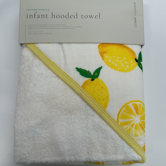 NEW | Little Unicorn Infant Hooded Towel, Lemon - Picture 5 of 7